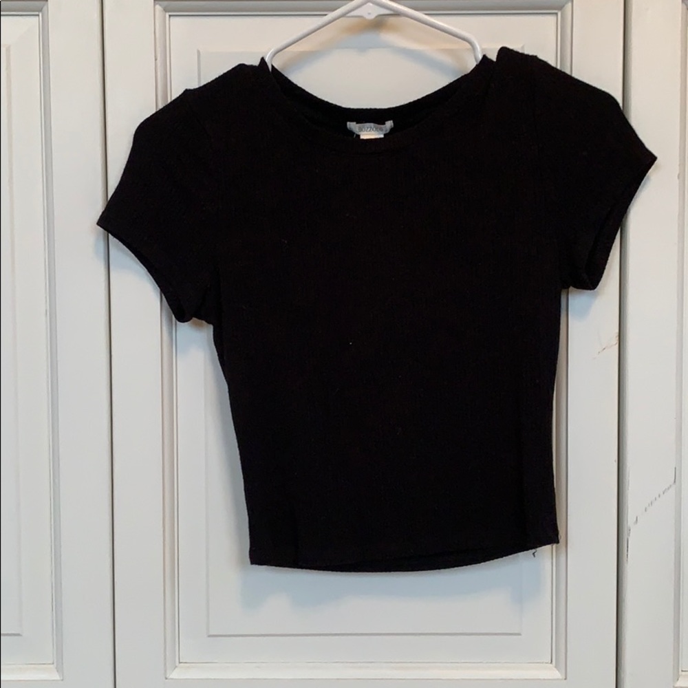 Bozzolo plain black crop top